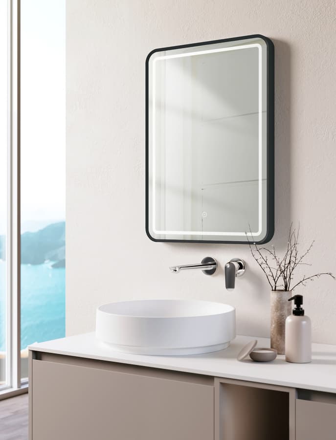 LED-Spiegel Nakia matt black 50x70 cm